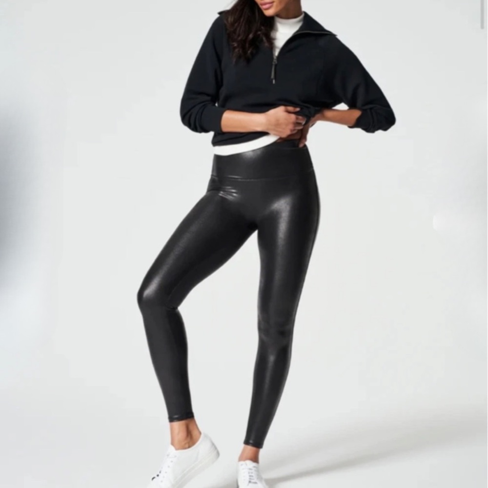 SPANX Womens Faux Leather Leggings L
